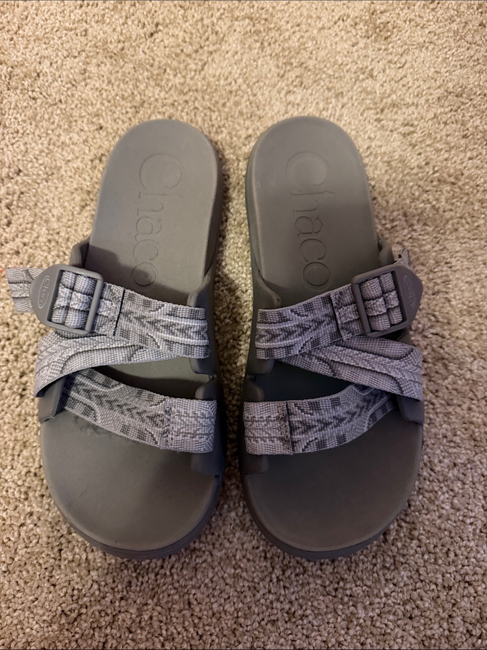 Chaco Kids Gray Patterned Adjustable Slide Sandals